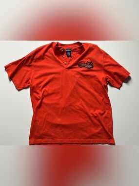 Puritan Harley-Davidson Orange Henley Short Sleeve Tee